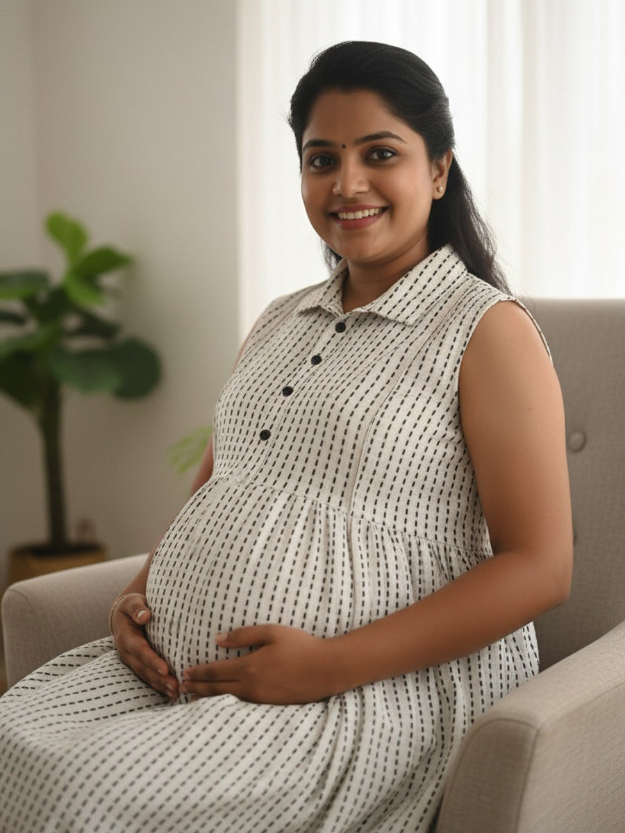 Sleeveless Cotton Collar Cord Set – Nursing Zip | Ziva