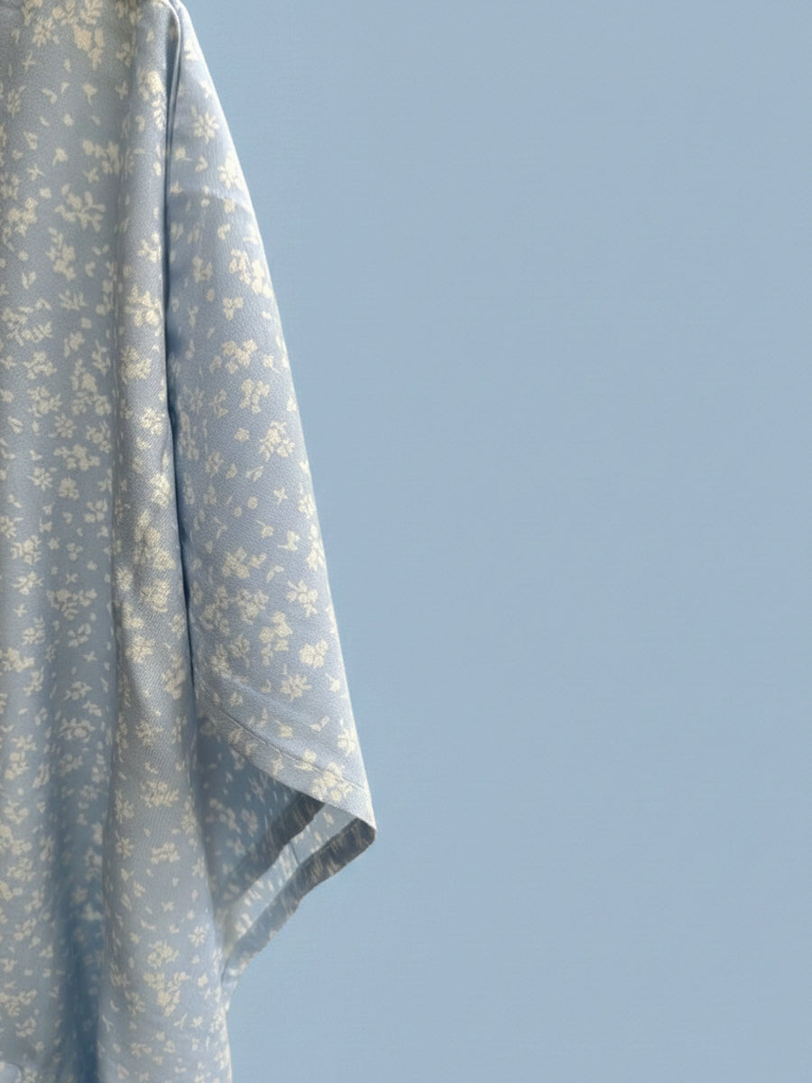 Powder Blue Ditsy Floral Premium Maternity & Nursing Kaftan | Ziva