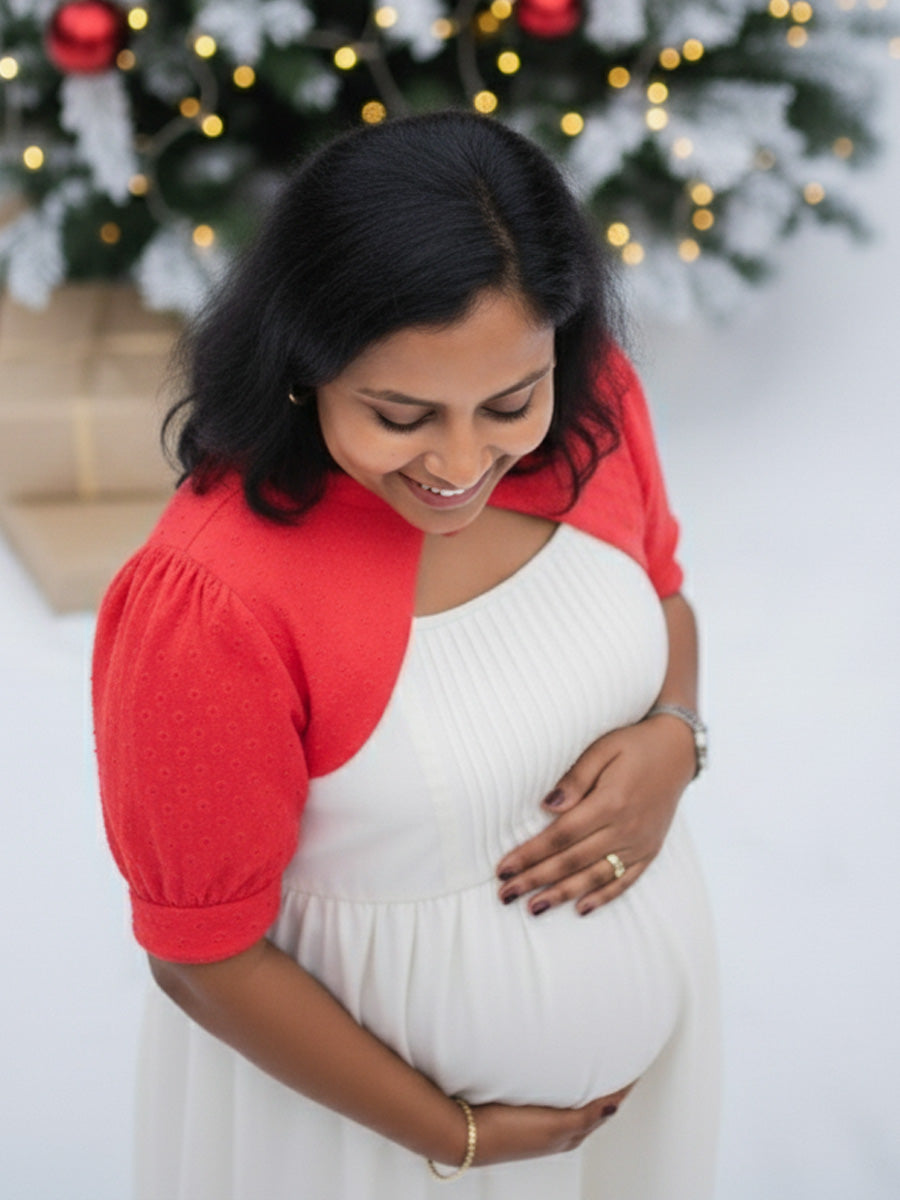Maternity Short Dress Joy - White & Red