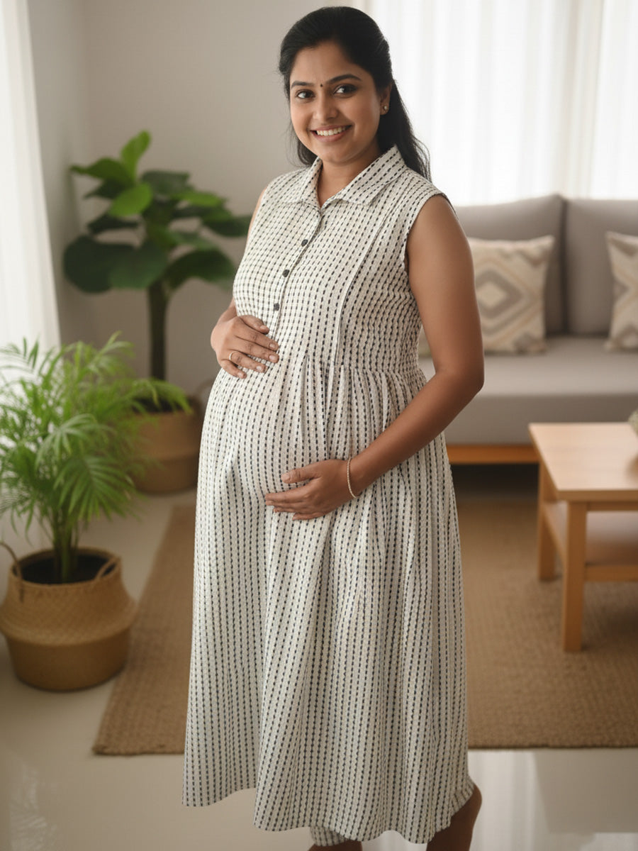 Sleeveless Cotton Collar Cord Set – Nursing Zip | Ziva