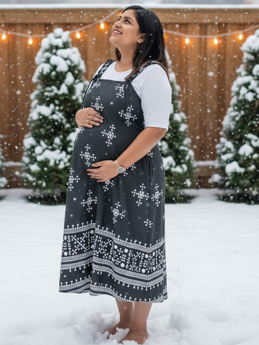 Maternity Short Dress Detie - Black & White