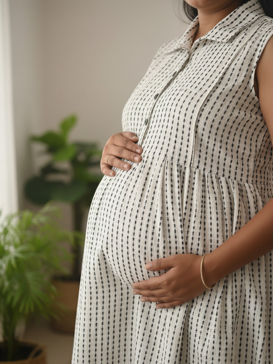 Sleeveless Cotton Collar Cord Set – Nursing Zip | Ziva