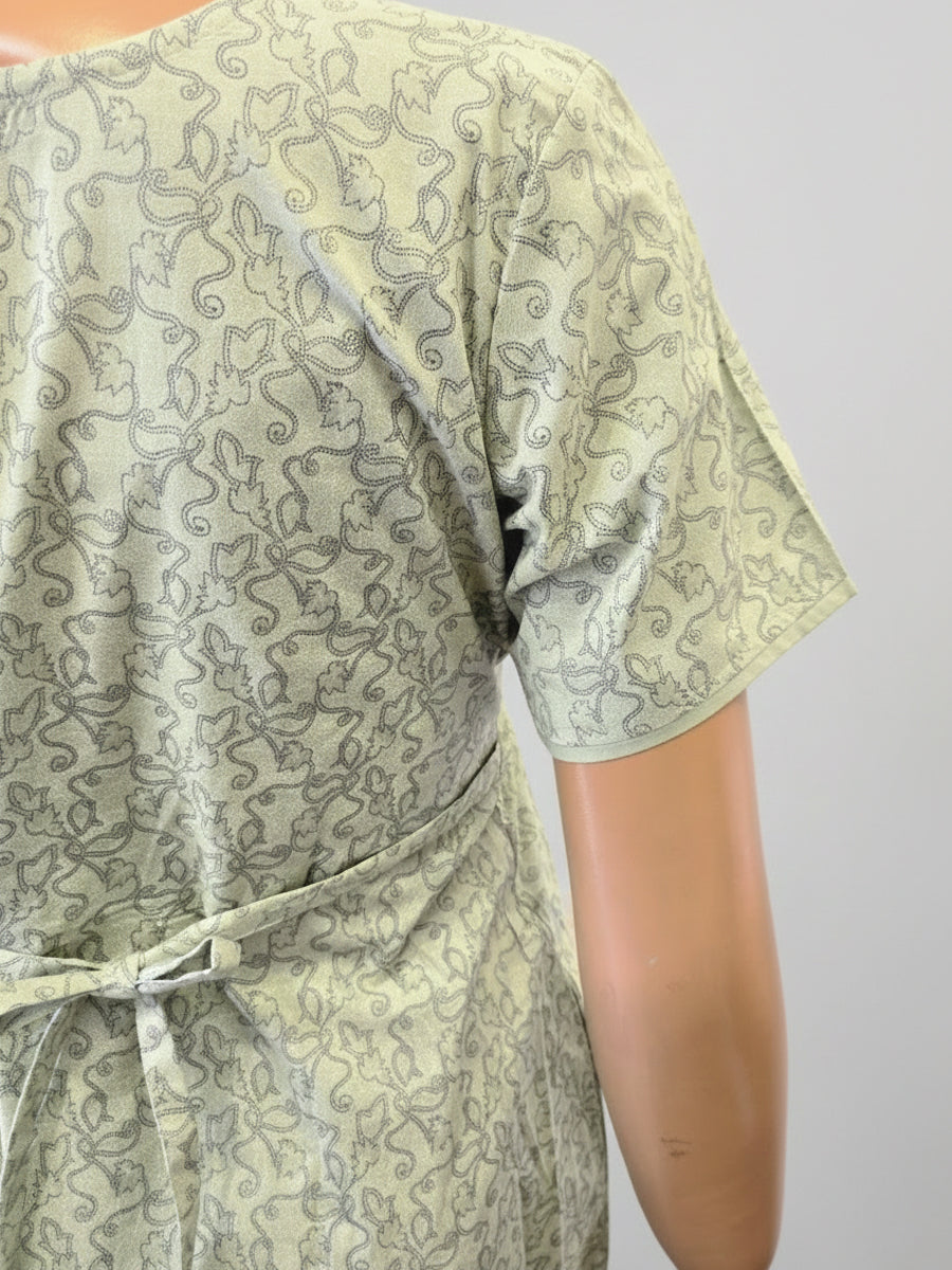 Cotton Full Open Maternity & Nursing Nighty – Light Lavender Abstract Print – Full Length