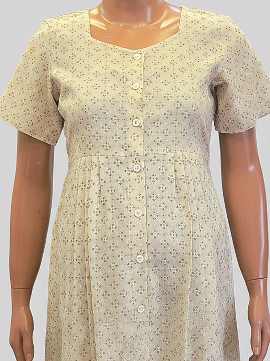 Ziva Cotton Full Open Short Maternity & Nursing Nighty – Cream Floral Print