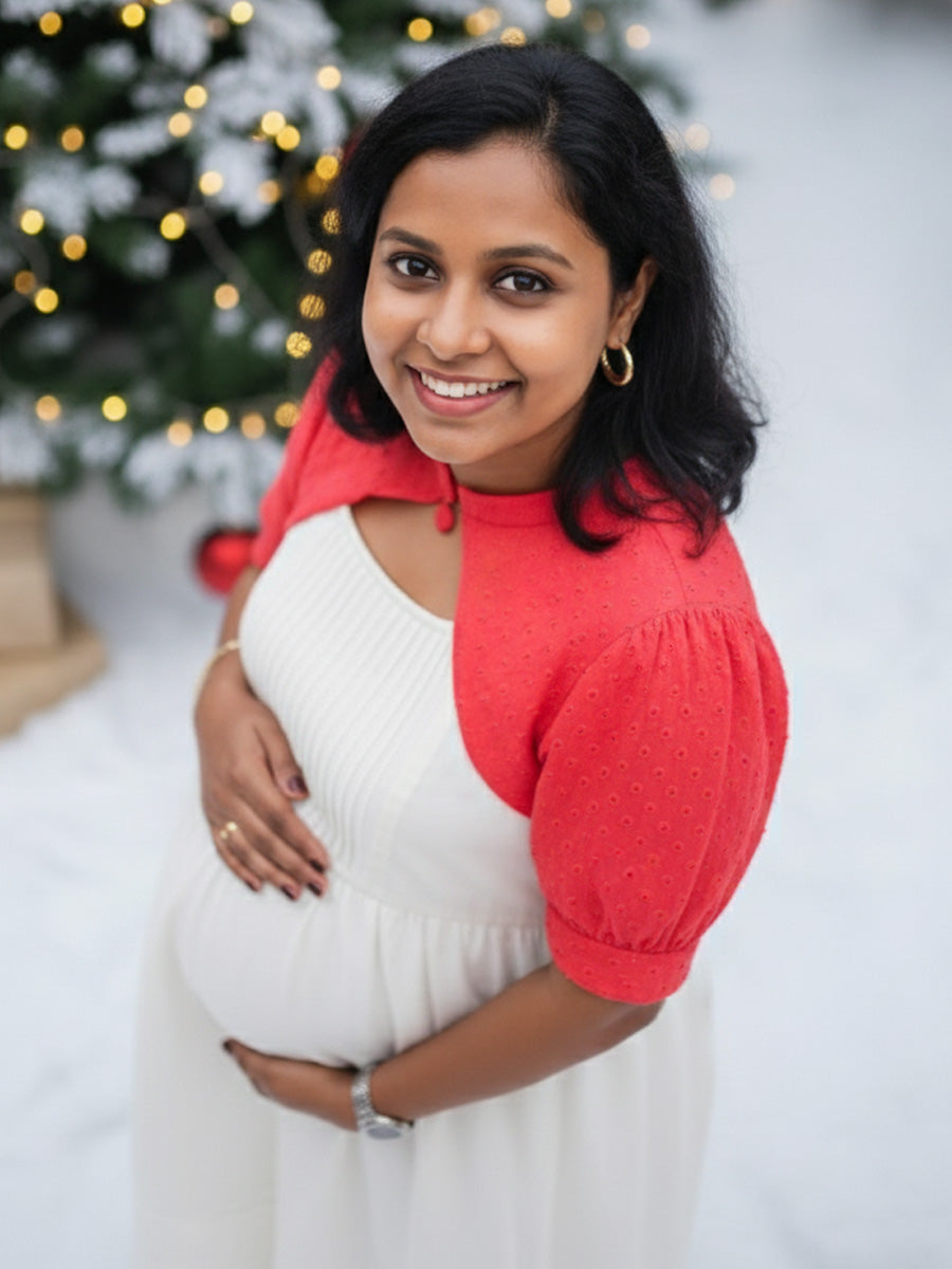 Maternity Short Dress Joy - White & Red