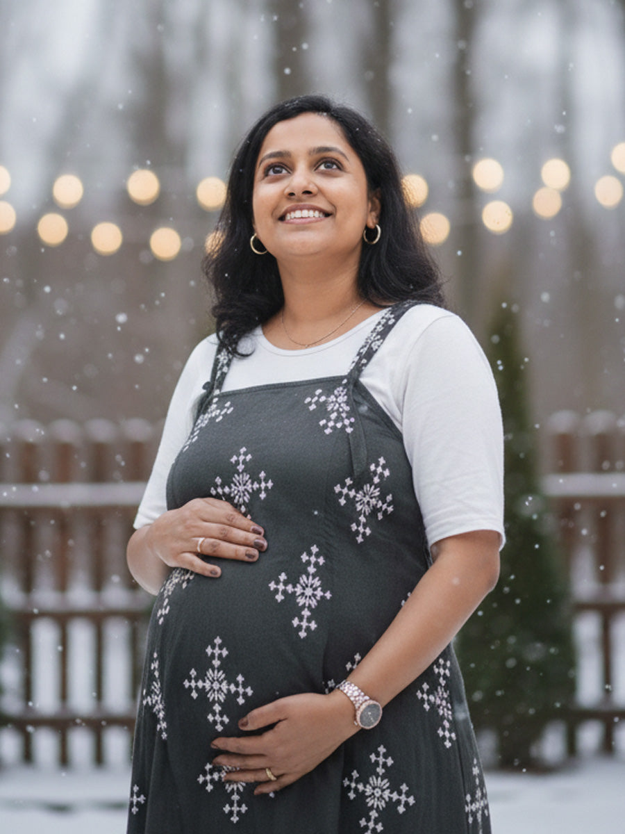 Maternity Short Dress Detie - Black & White