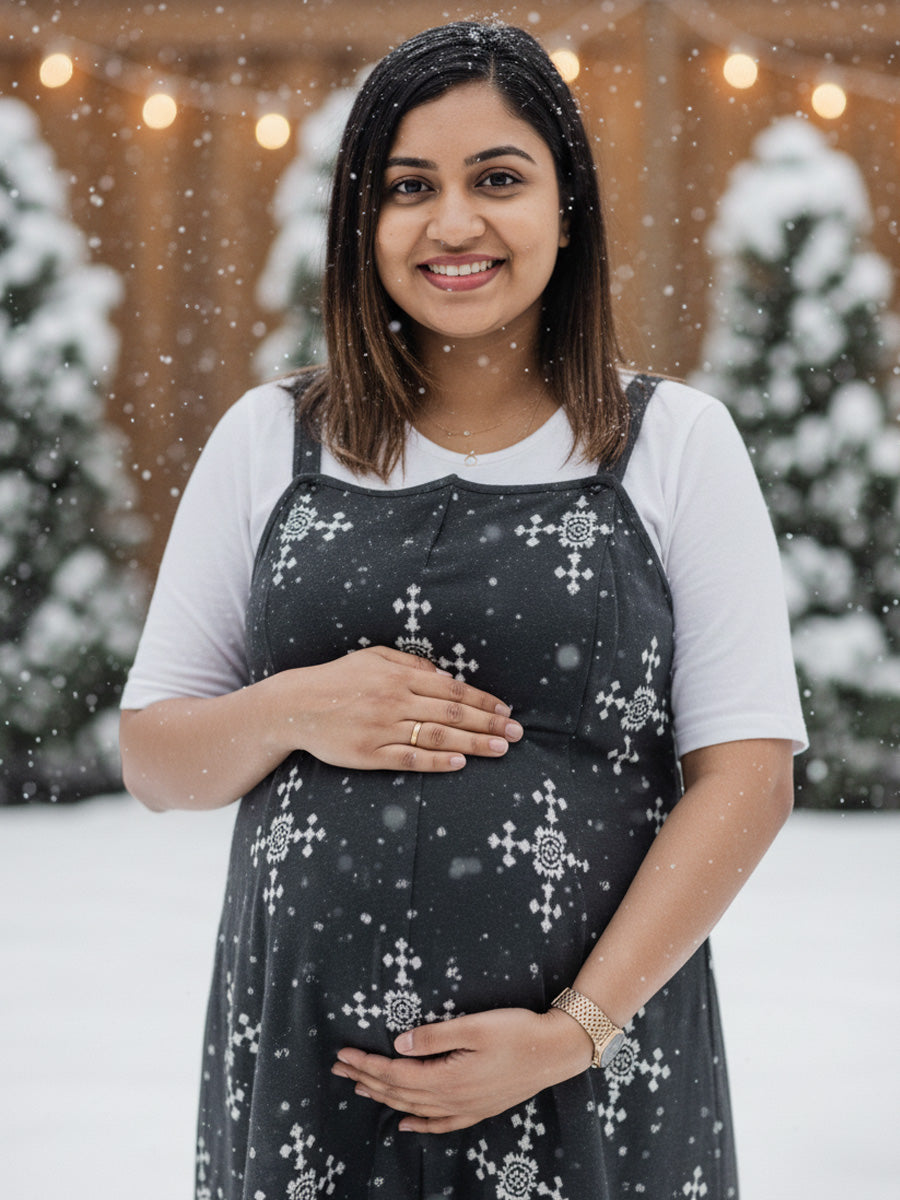 Maternity Short Dress Detie - Black & White