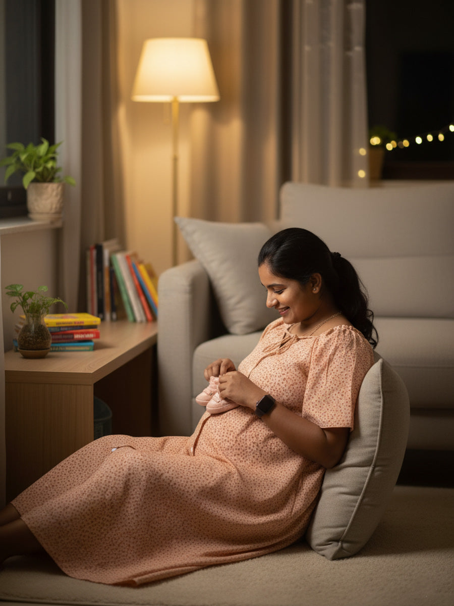 Maternity & Nursing Short Nighty – Peach Leopard Print by Ziva