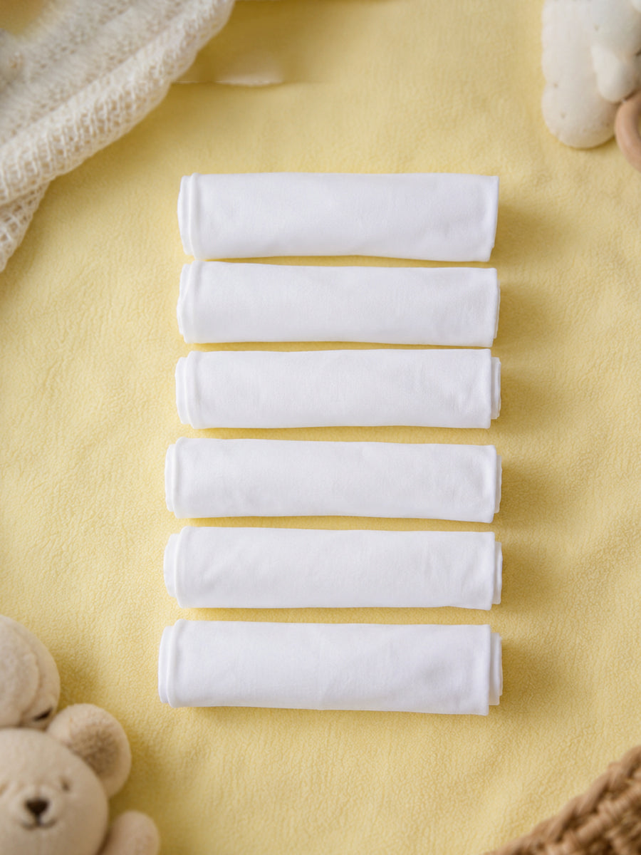 Ziva 6-Piece Cotton Jabla with Tie – Soft Sleeveless Newborn Wear | White