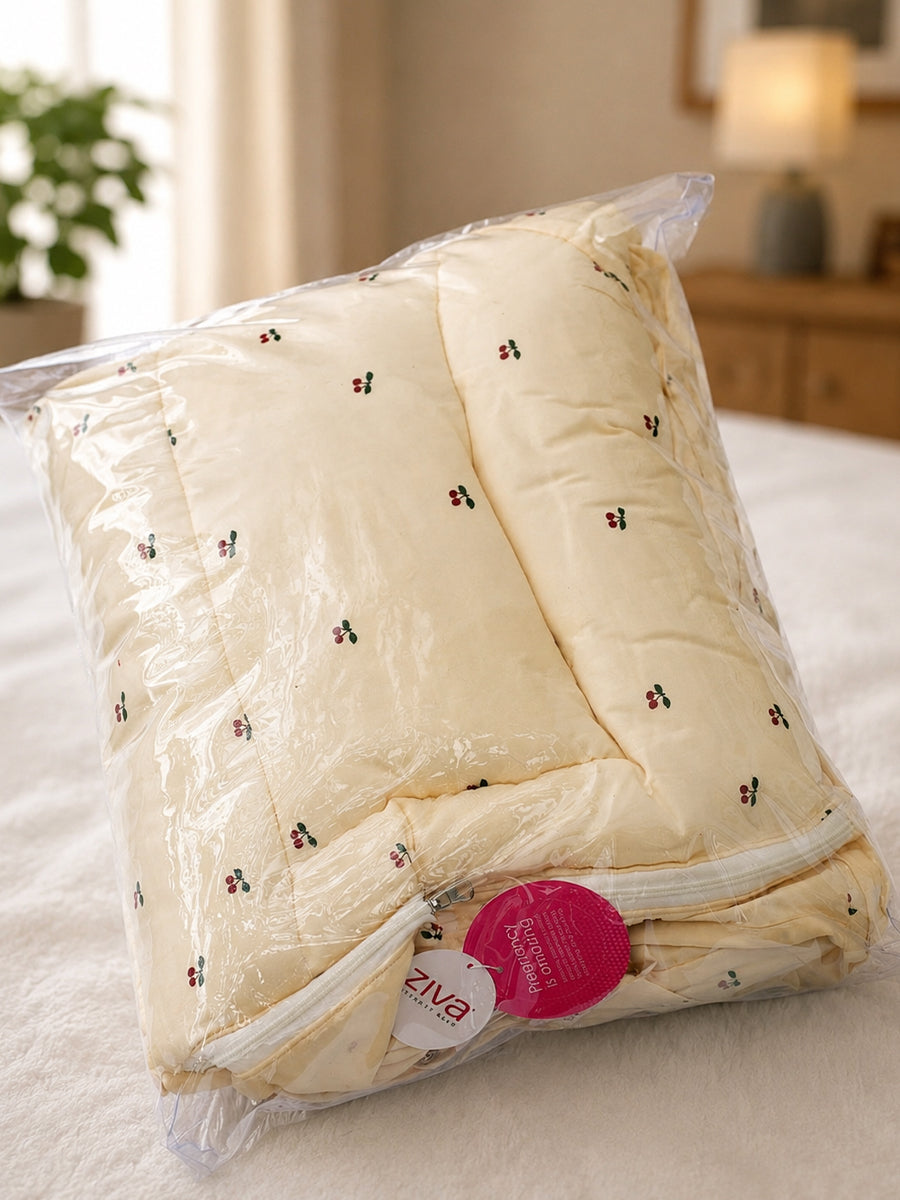 Ziva Exclusive Twin Organic Cradle with Bed & Convertible Swing Chair – Cream Cherry Print