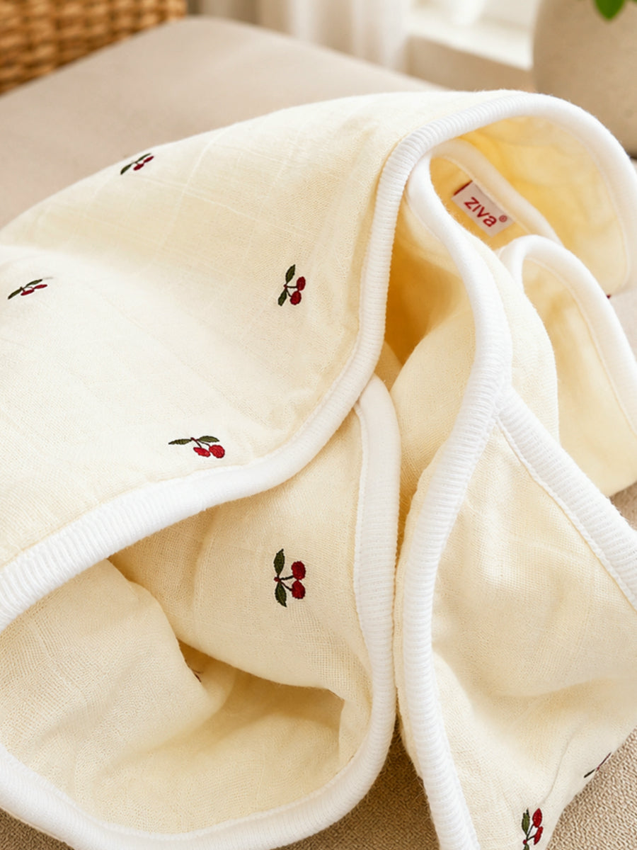 Ziva Premium Muslin Hooded Towel – Double Layer Muslin with Soft Fleece Core | Berry Bloom Print