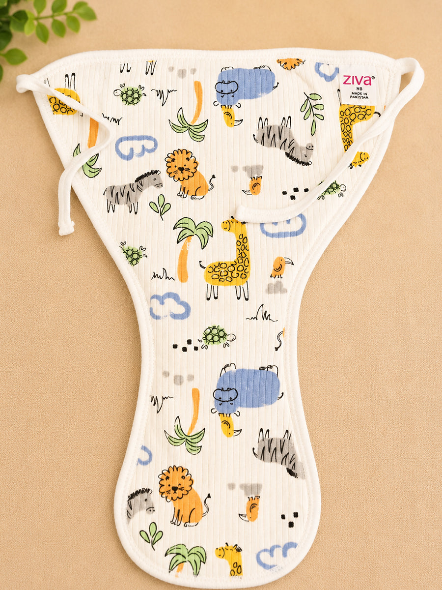 Ziva 3 Piece Nappy – Baby Boy | Premium Adjustable Tie Nappy | Knitted Cotton | Lightly Padded Attached Insert | Assorted Off-White Prints (Print Details: Check Product Description)
