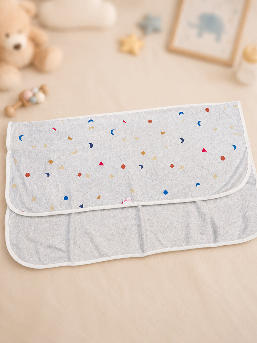 Ziva Baby Blanket – Grey Melange | Tiny Confetti Shapes Print | Knitted Cotton
