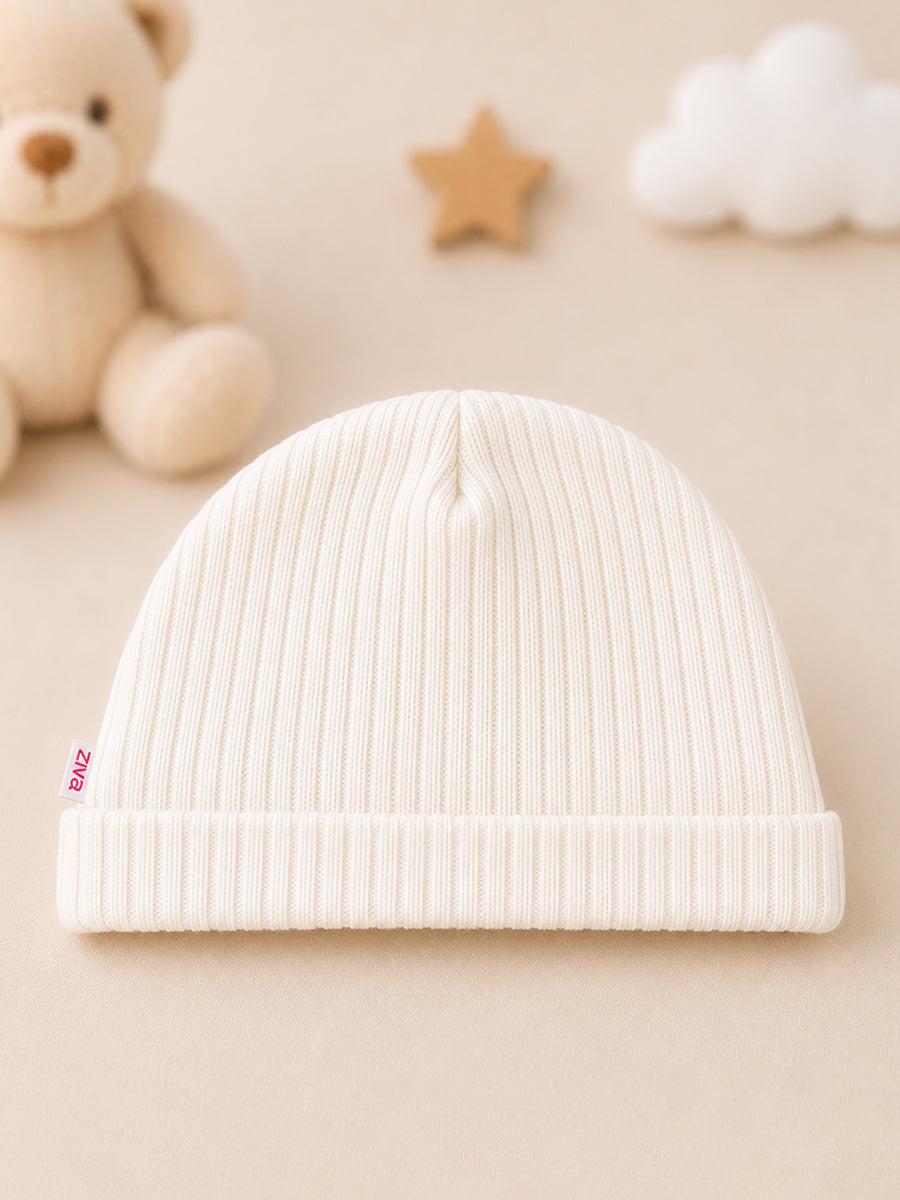 Ziva Baby Cap, Mitten & Bootie Set – Off White | Knitted Cotton