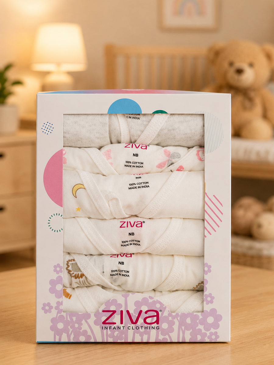 Ziva Knitted Cotton Printed Jabla – Baby Dreams Print Collection | 6 Pieces