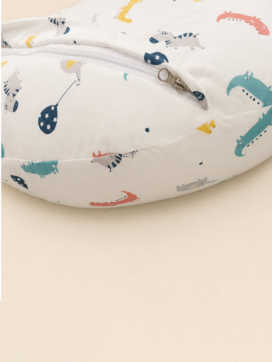 Ziva Multipurpose Twin Feeding Pillow – Cotton with Back Support & Adjustable Tie | Playful Safari Adventure Print