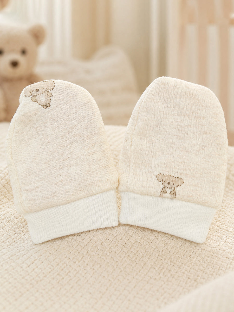 Ziva Baby Cap, Mitten & Bootie Set – Cute Koala Print | Knitted Cotton