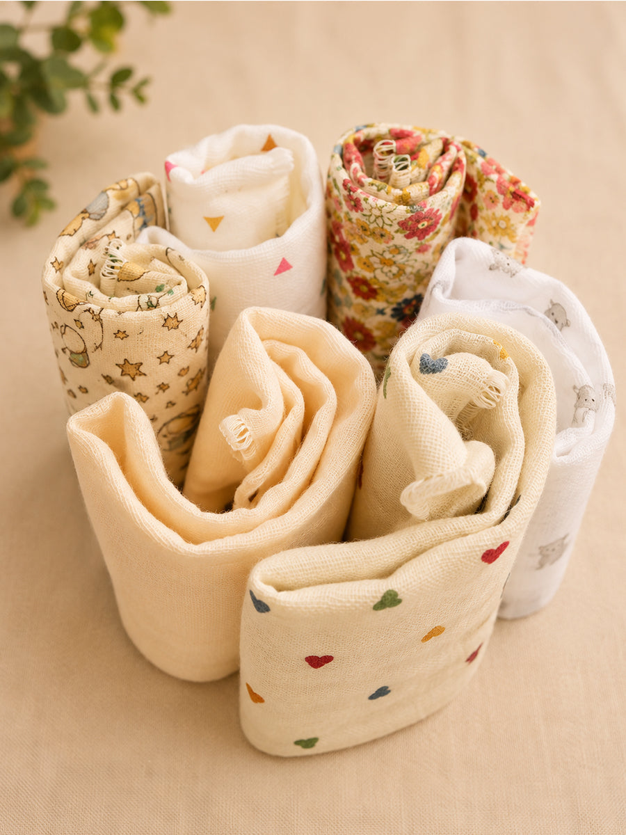 Ziva Baby Wipes – Double Layer Muslin Cotton | 9 × 9 Inch | Multicolor Mini Triangle Assorted Print | Pack of 6