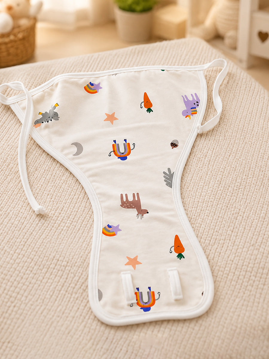 Ziva 3 Piece Nappy – Baby Boy | Premium Adjustable Tie Nappy | Knitted Cotton | Lightly Padded Attached Insert | Assorted White & Off-White Prints (Print Details: Check Product Description)