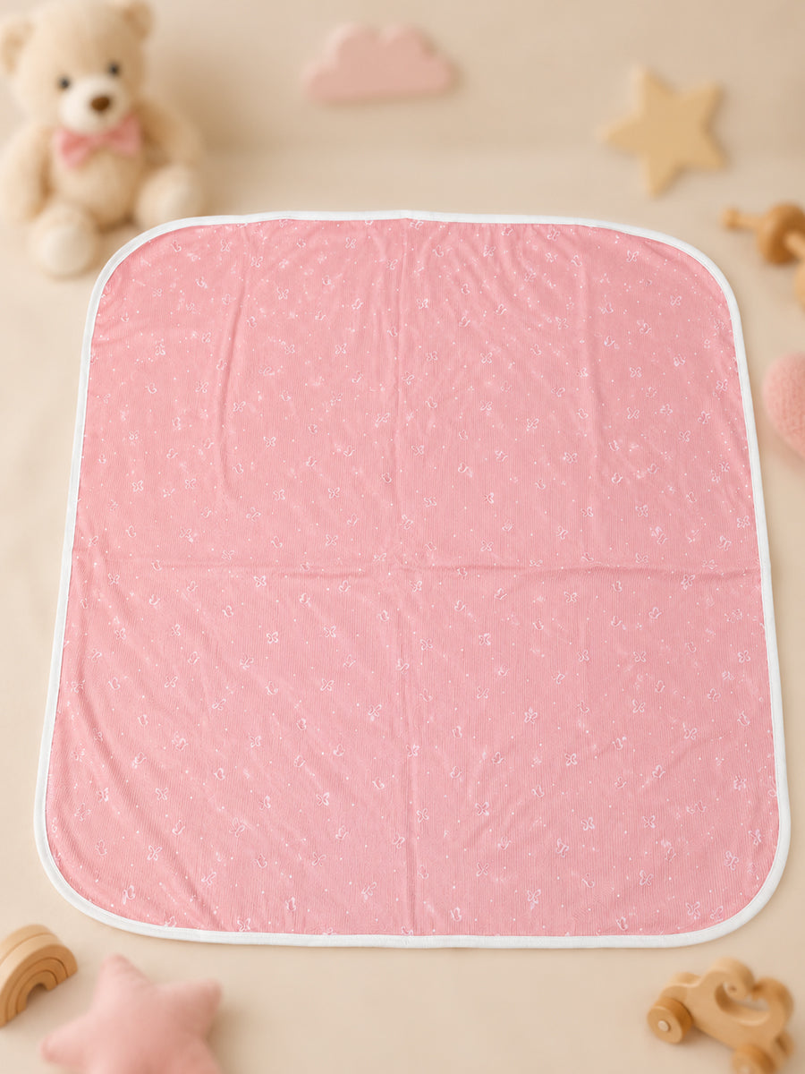 Ziva Baby Blanket – Soft Blush Pink | Tiny Butterfly Bud Print | 100% Knitted Cotton