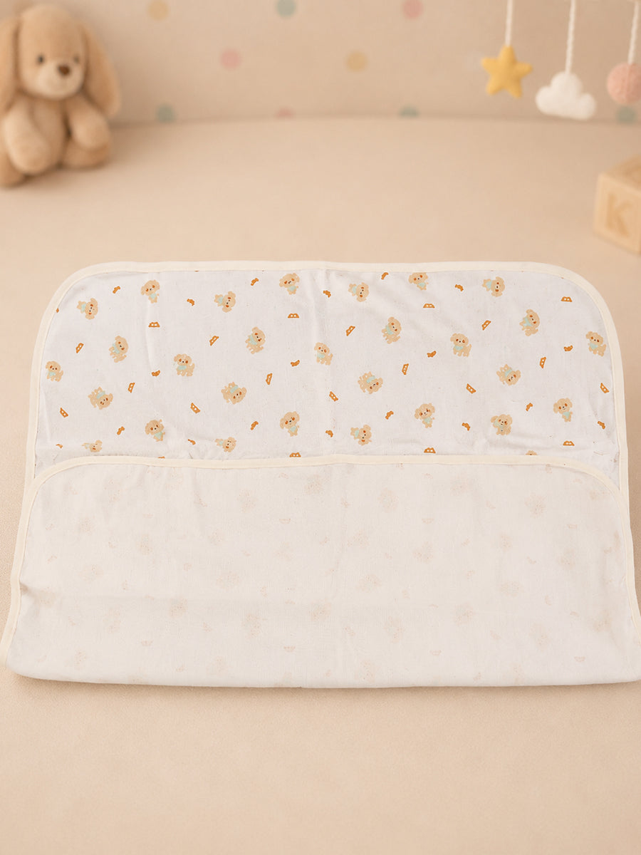 Ziva Baby Blanket – Soft Off White | Tiny Teddy Treat Print | 100% Knitted Cotton