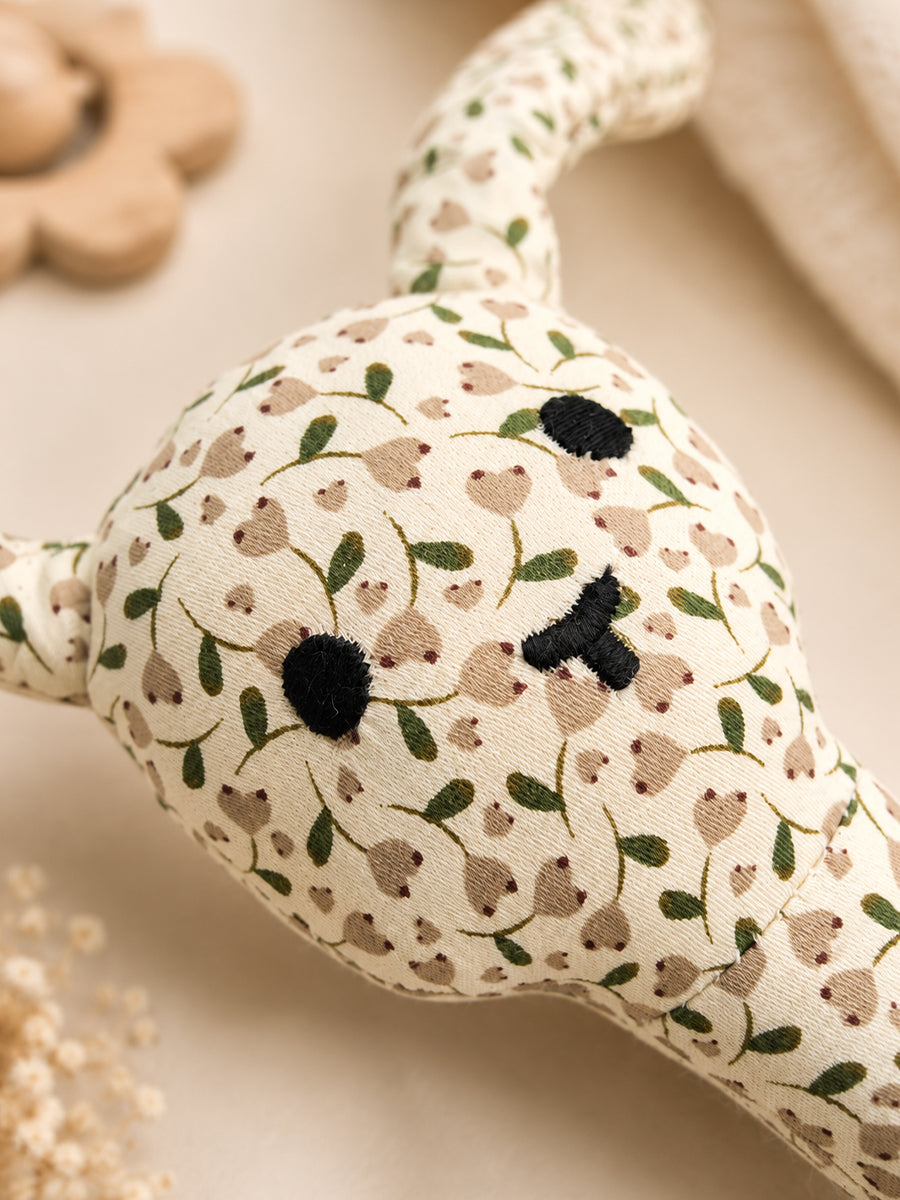 Ziva Baby Organic Cotton Bunny Hand Rattle – Cream | Tiny Wild Berry Print
