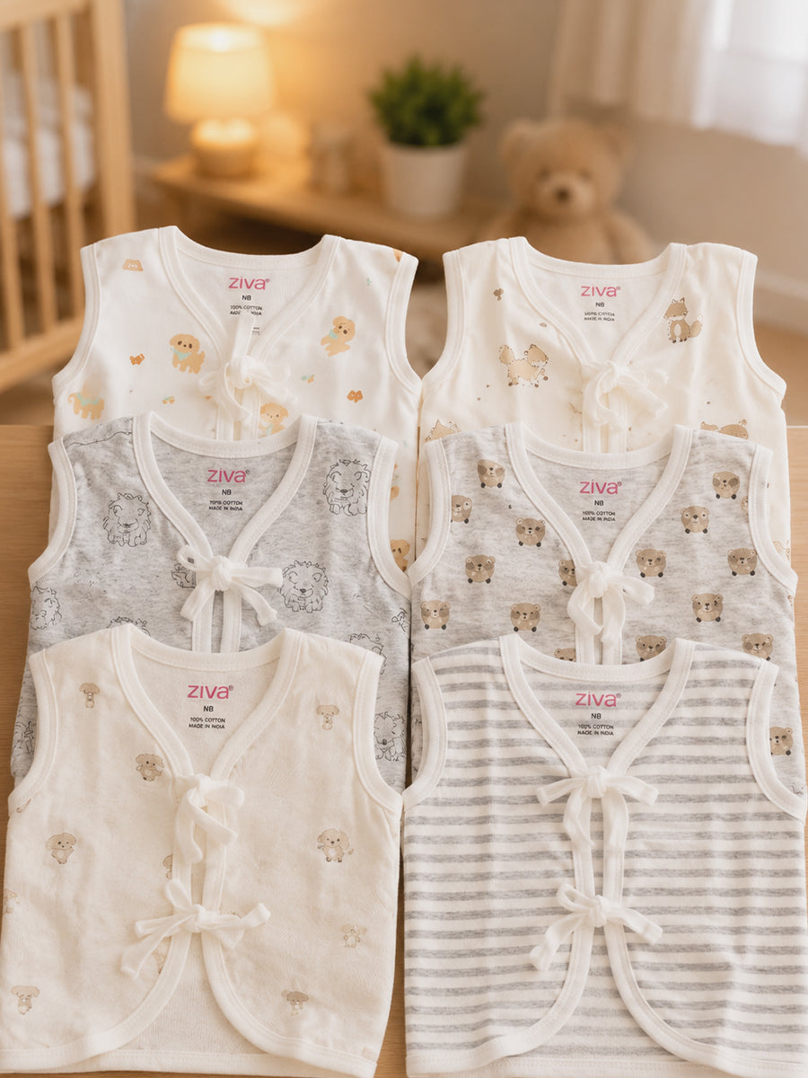 Ziva Knitted Cotton Printed Jabla – Little Wonders Print Collection | 6 Pieces