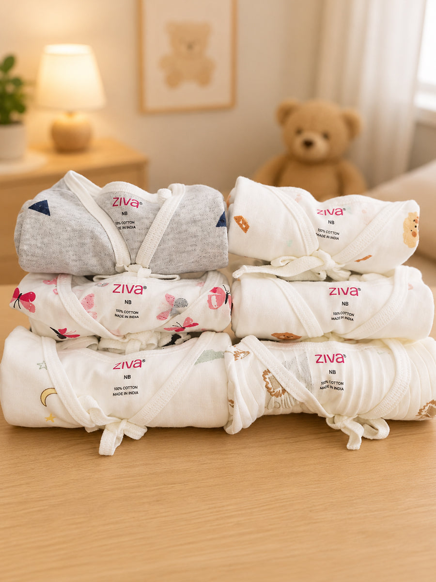 Ziva Knitted Cotton Printed Jabla – Baby Dreams Print Collection | 6 Pieces