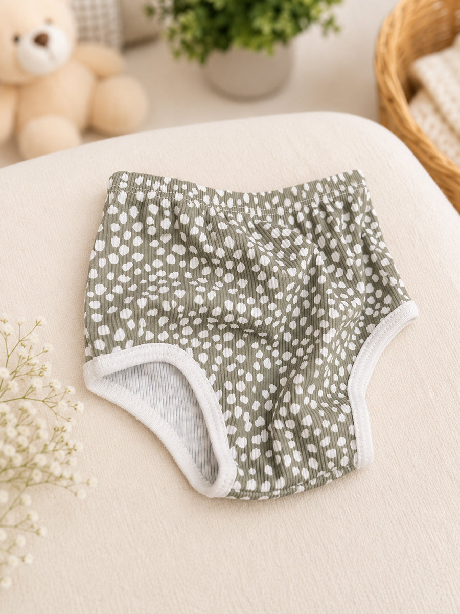 Ziva Knitted Cotton Baby Frock with Pantie Set | Lace Neck Detail & Adjustable Back Tie | Snowflake Dot Print