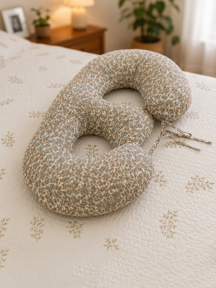Ziva Multipurpose Twin Feeding Pillow – Organic Cotton with Back Support & Adjustable Tie | Berry Vine Print