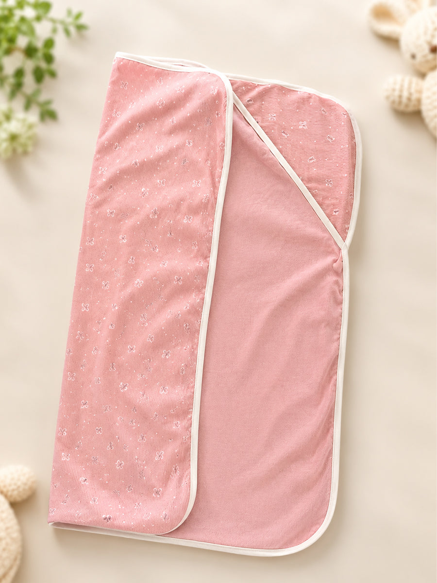 Ziva Baby Hooded Towel – Dusty Blush Pink | Tiny Butterfly Print | 100% Knitted Cotton