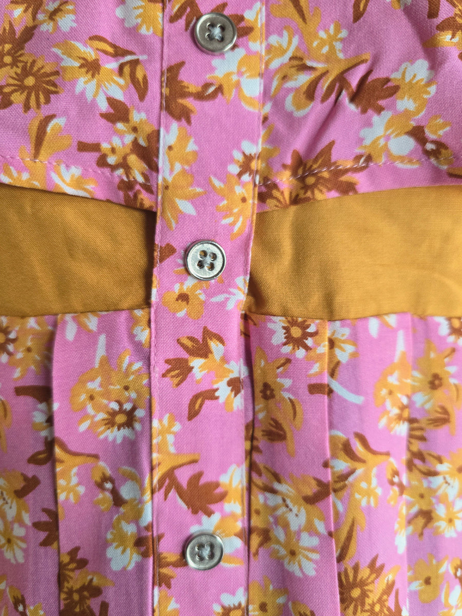 Ziva Maternity & Feeding Dress with Invisible Feeding Zip & Layered Yoke Flap Design – Pink Floral Print | Rayon