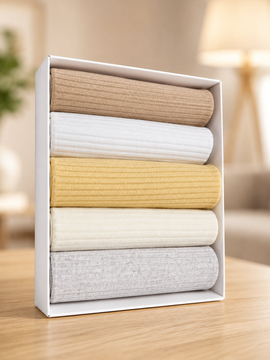 Ziva Face Towels – Premium Knitted Cotton | 12 × 12 Inch | Sunshine Neutrals Colour Pack | 5 Pieces