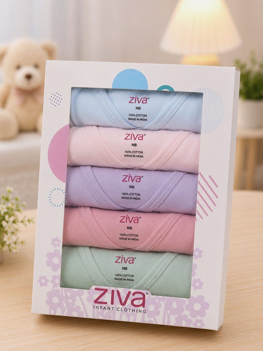 Ziva Knitted Cotton Colour Jabla – Multicolour Newborn Baby Wear | 6 Pieces