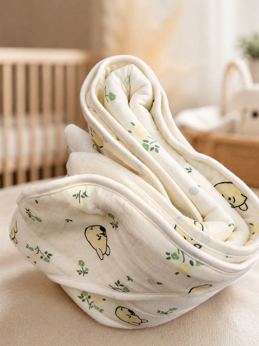 Ziva Premium Muslin Hooded Towel – Double Layer Muslin with Soft Fleece Core | Little Bear Meadow