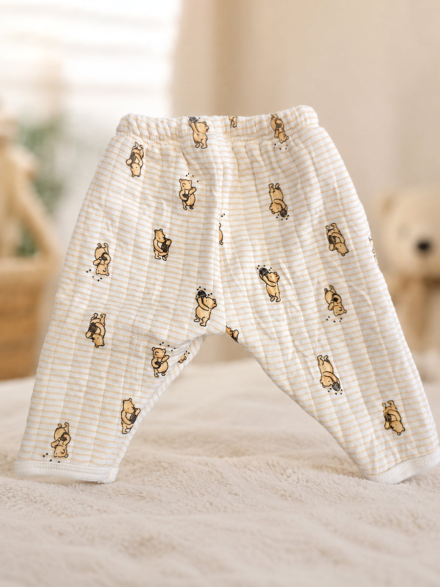 Ziva Premium Quilted Baby Sweater Top & Pant Set – Cute Bear Print | Soft & Warm