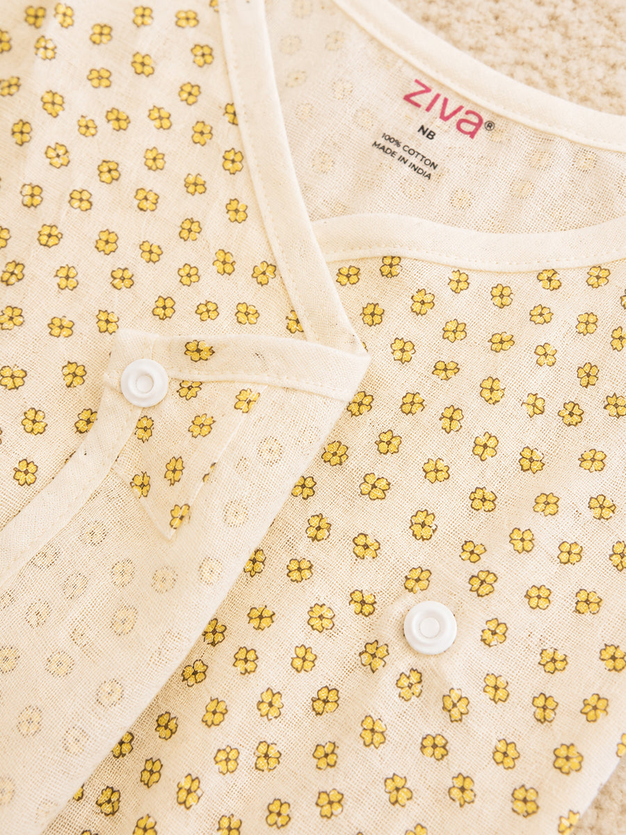 Ziva Premium Muslin Baby Jabla – Side Open Overlap Press Button | Pack of 3 Assorted Prints (Print Details: Check Product Description)