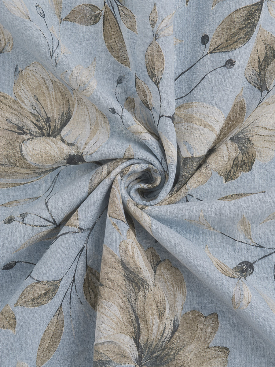Ziva Maternity & Feeding Cotton Short Nighty with Zip & Pocket – Powder Blue Floral