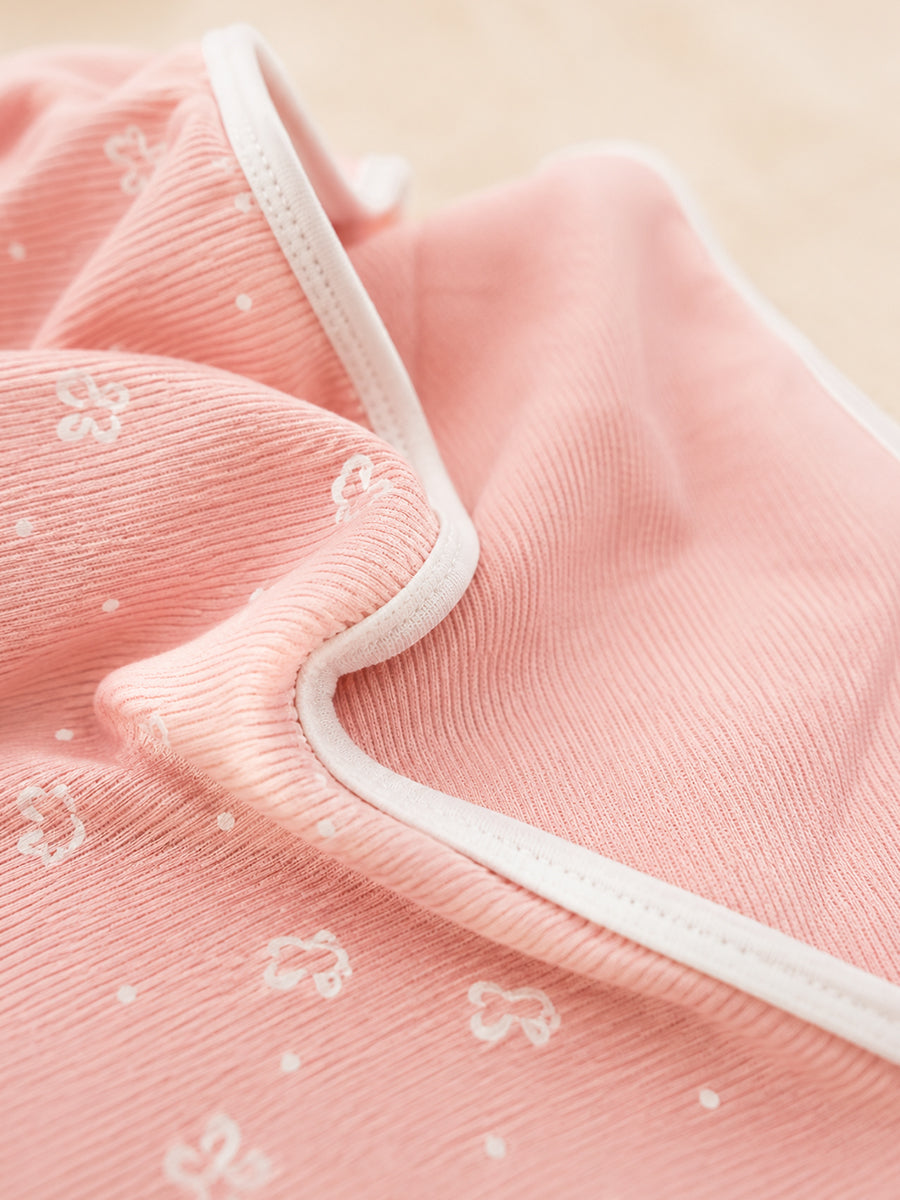 Ziva Baby Blanket – Soft Blush Pink | Tiny Butterfly Bud Print | 100% Knitted Cotton