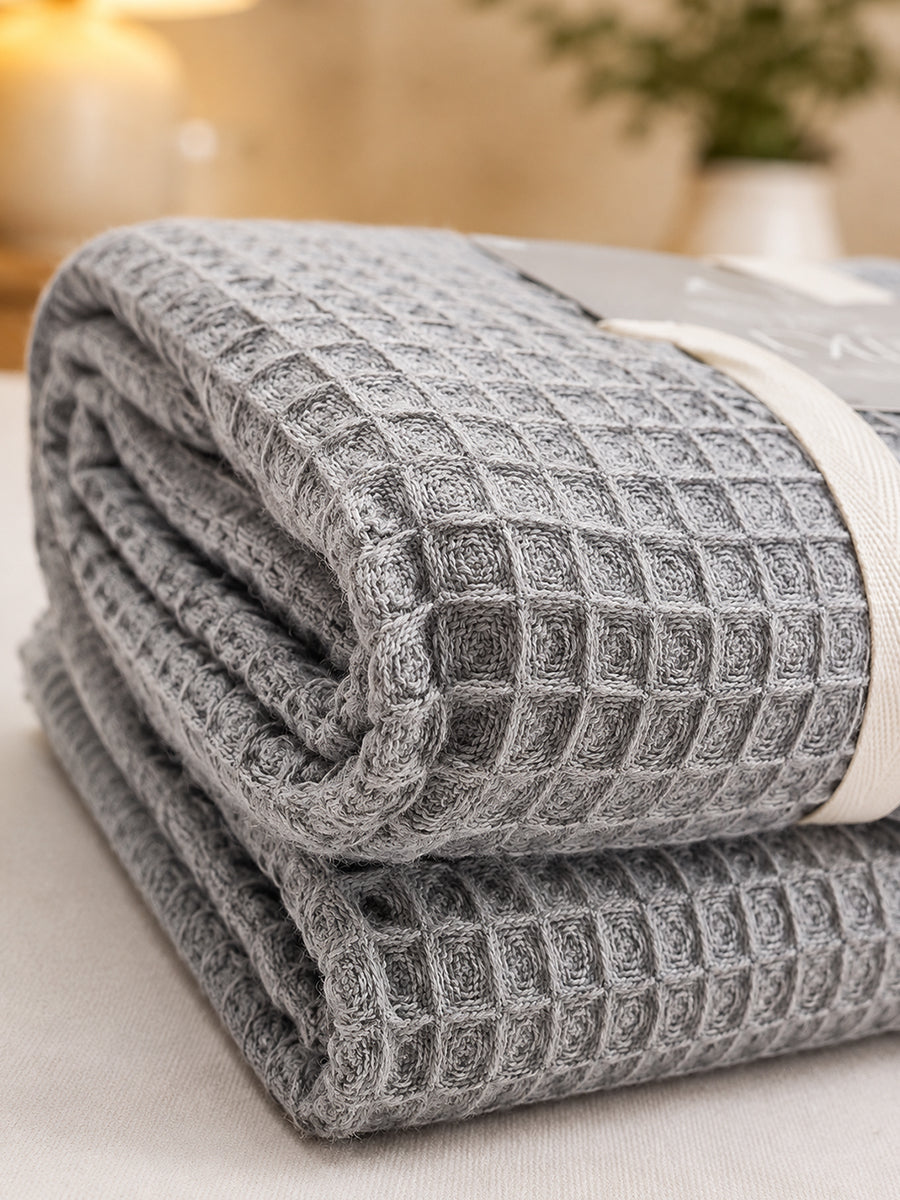 Ziva Premium Organic Cotton Waffle Blanket | Light Grey | Multipurpose Pregnancy to Family Blanket | Soft & Breathable| Size -king, Queen, Twin