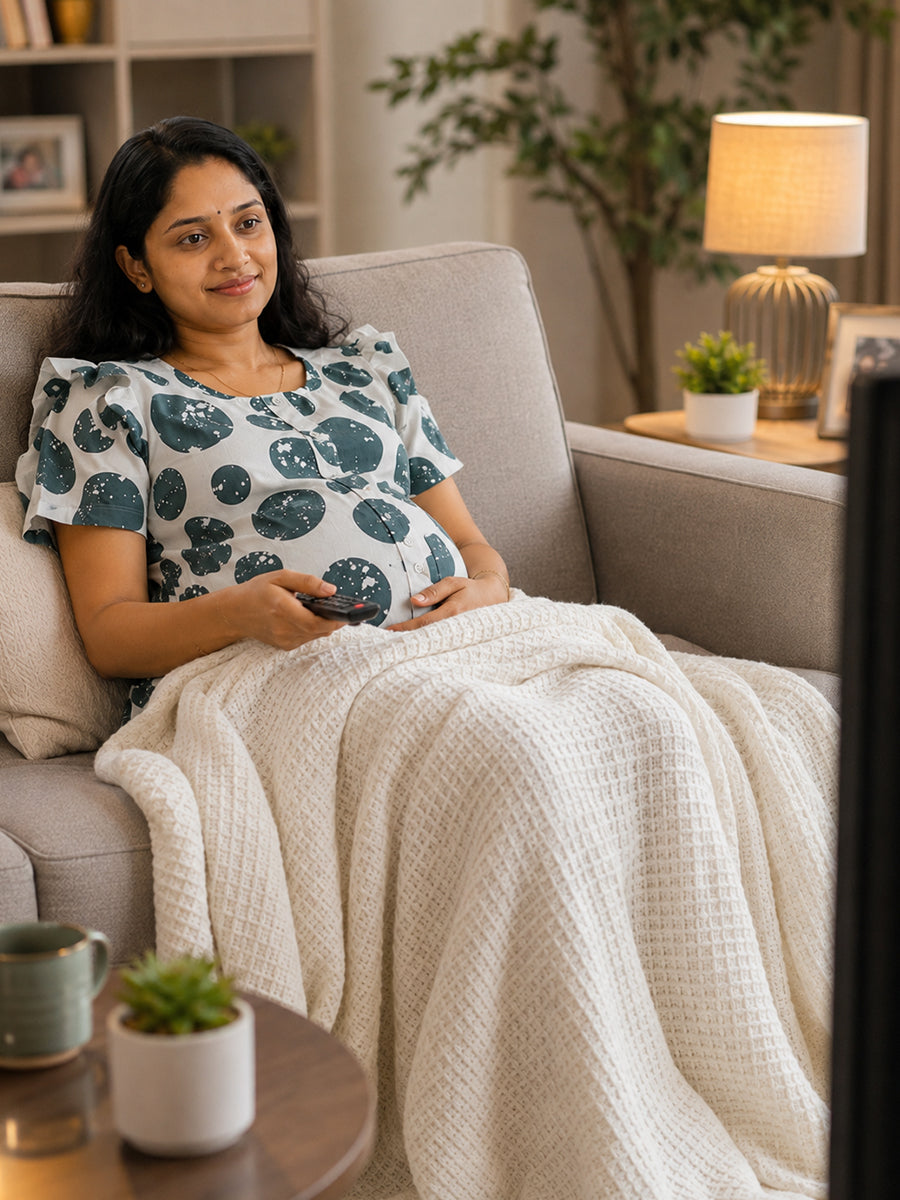 Ziva Premium Organic Cotton Waffle Blanket | Off White | Multipurpose Pregnancy to Family Blanket | Soft & Breathable| Size- King, Queen, Twin
