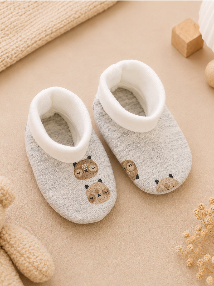 Ziva Baby Cap, Mitten & Bootie Set – Cute Owl Print | Knitted Cotton