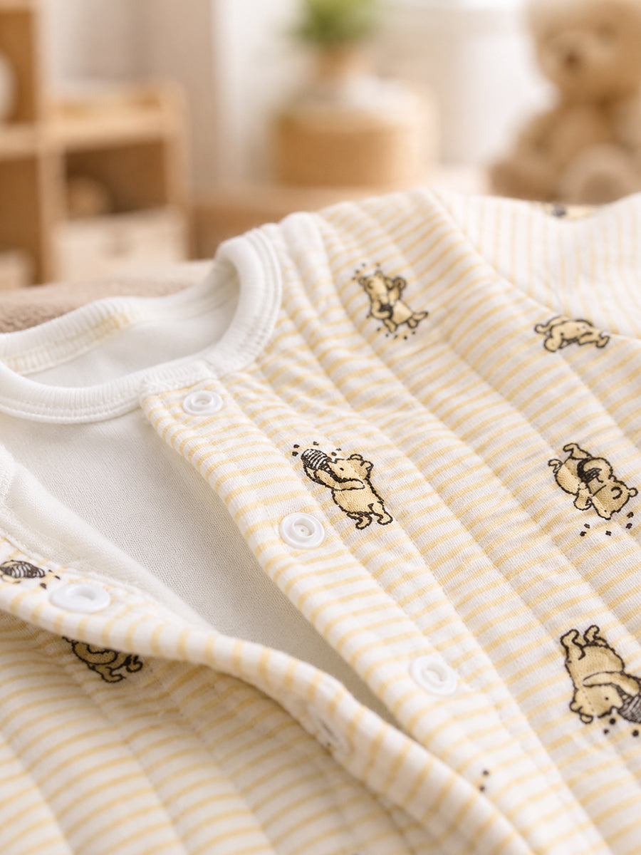Ziva Premium Quilted Baby Sweater Top & Pant Set – Cute Bear Print | Soft & Warm
