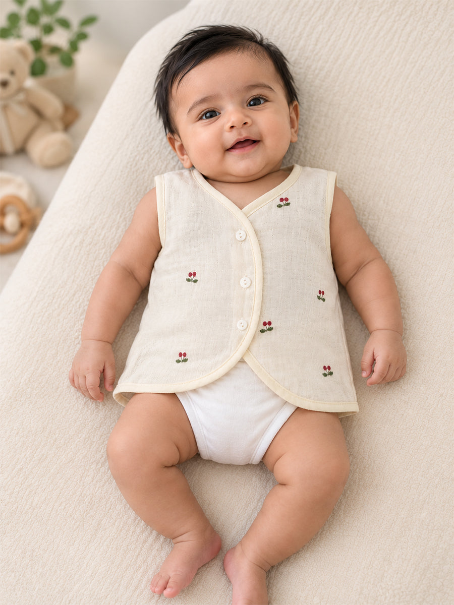 Ziva Premium Muslin Baby Jabla – Front Button | Pack of 3 Assorted Prints (Print Details: Check Product Description)