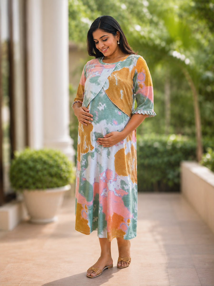 feeding maxi dress Ziva Maternity & Feeding Knitted Cotton Maxi Dress with Zipless Feedin –  ZIVAMOMS