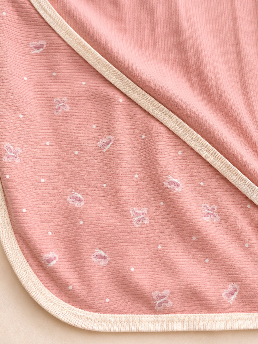 Ziva Baby Hooded Towel – Dusty Blush Pink | Tiny Butterfly Print | 100% Knitted Cotton