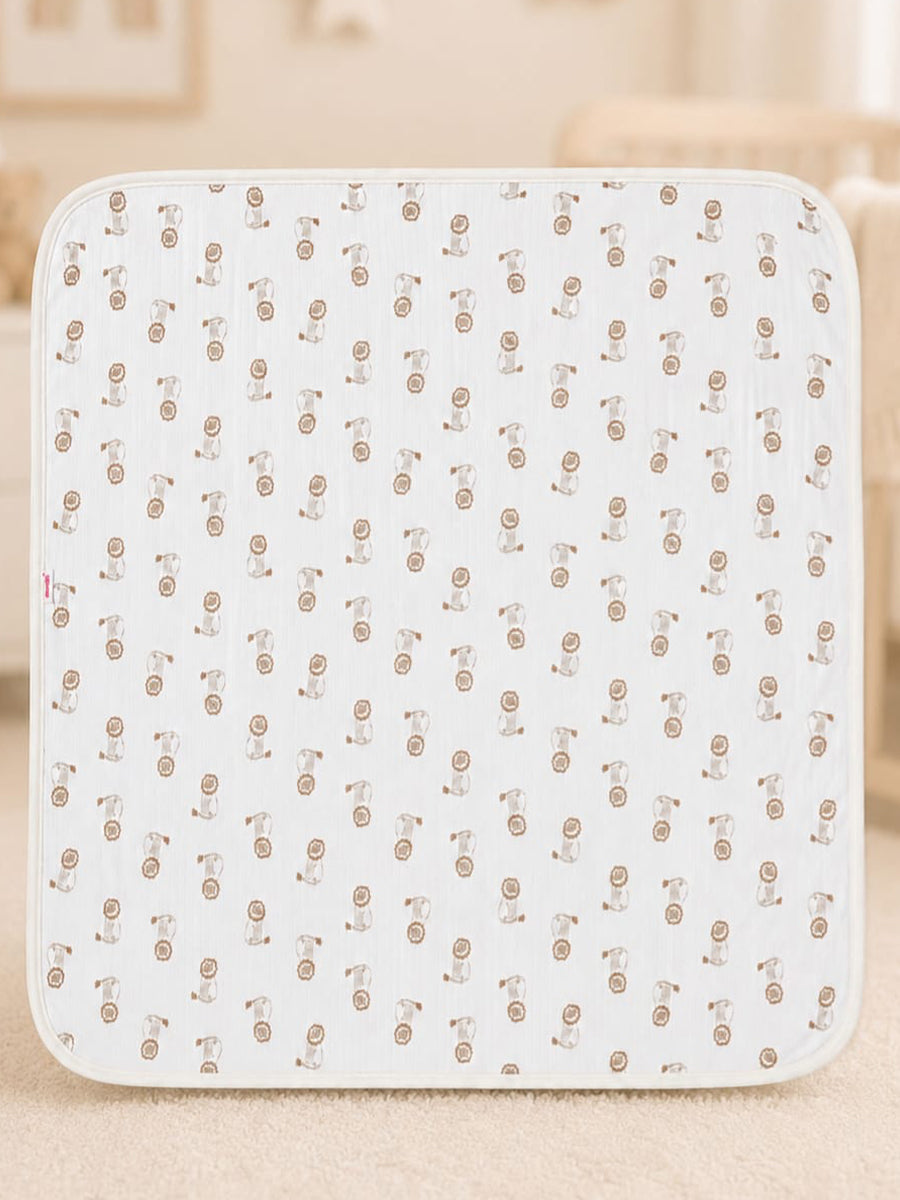 Ziva Baby Blanket – Off White | Lion Cub Print | 100% Knitted Cotton