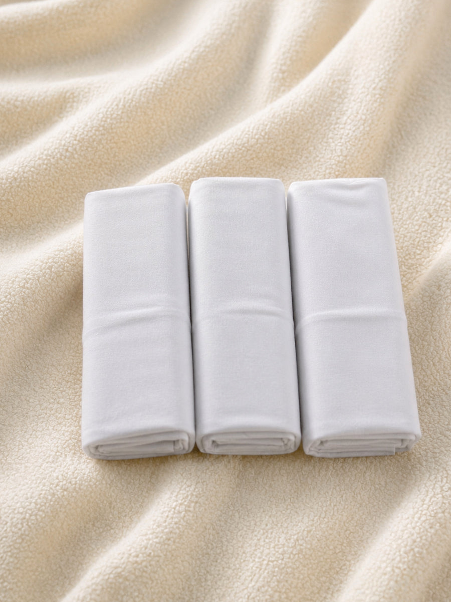 Ziva 3-Piece Cotton Reusable Baby Towels – Soft Multi-Purpose Cloth Towels for Newborns | White