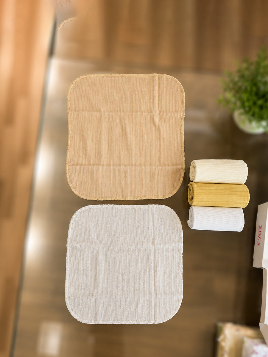 Ziva Face Towels – Premium Knitted Cotton | 12 × 12 Inch | Sunshine Neutrals Colour Pack | 5 Pieces