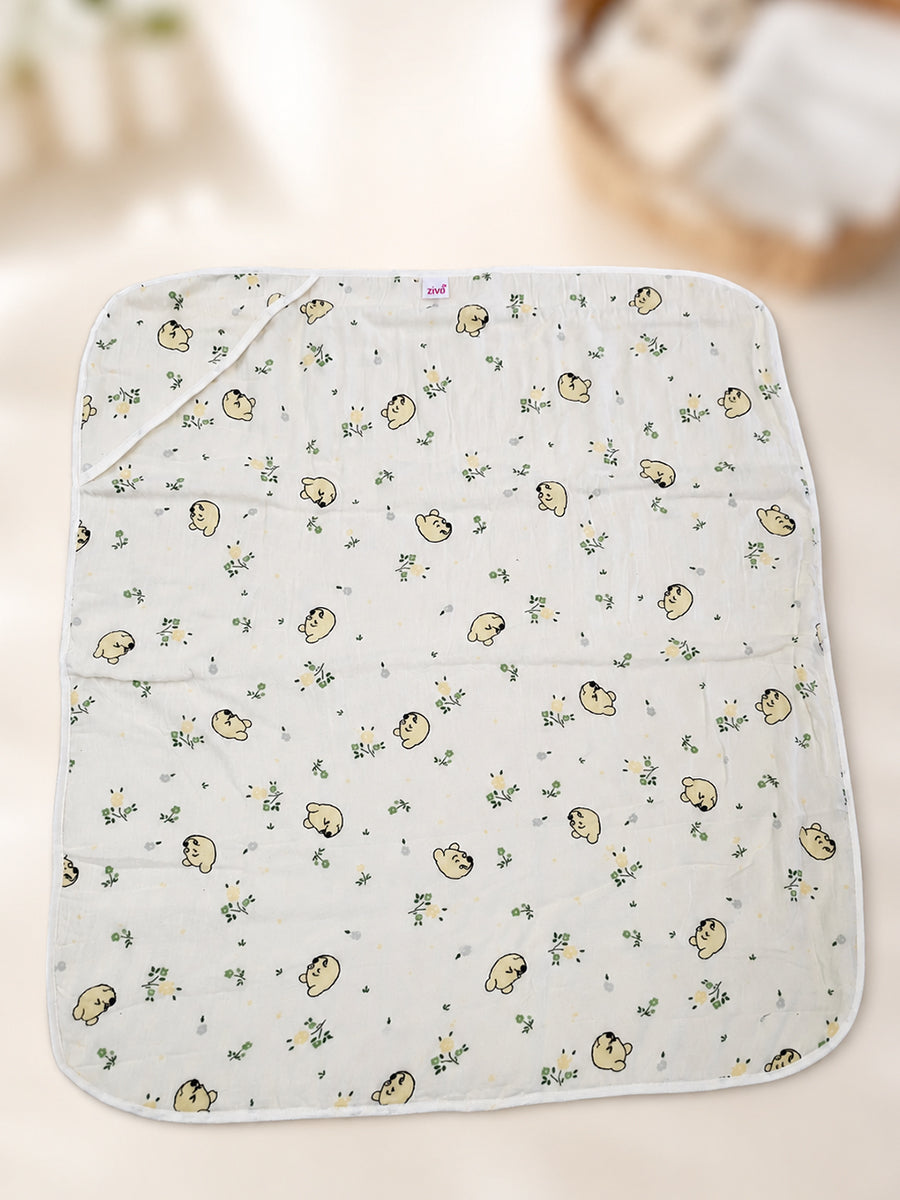 Ziva Premium Muslin Hooded Towel – Double Layer Muslin with Soft Fleece Core | Little Bear Meadow